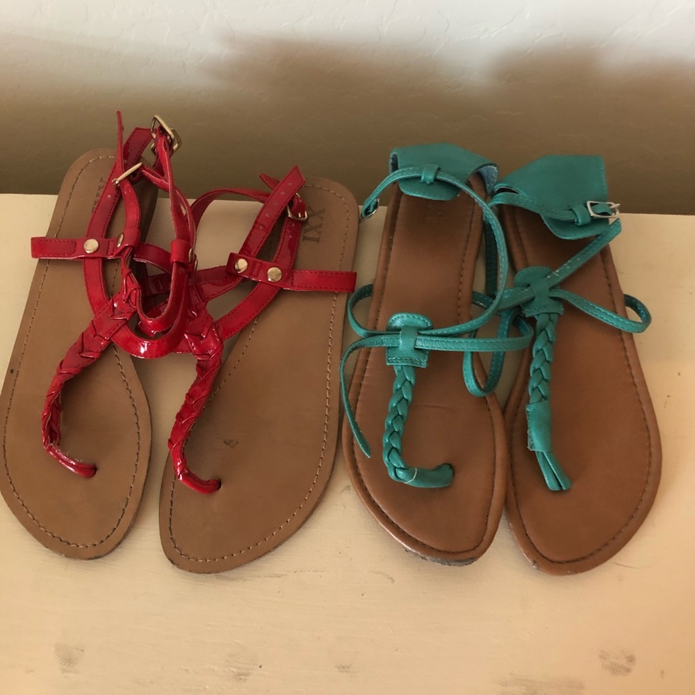 Turquoise and Red Sandals